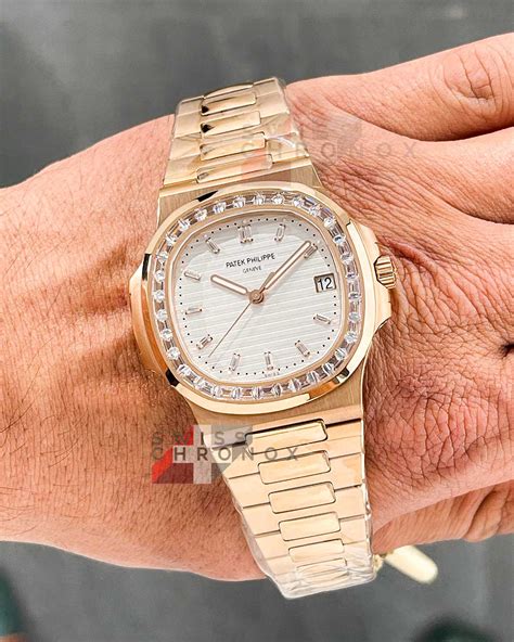 patek philippe nautilus diamond bezel.